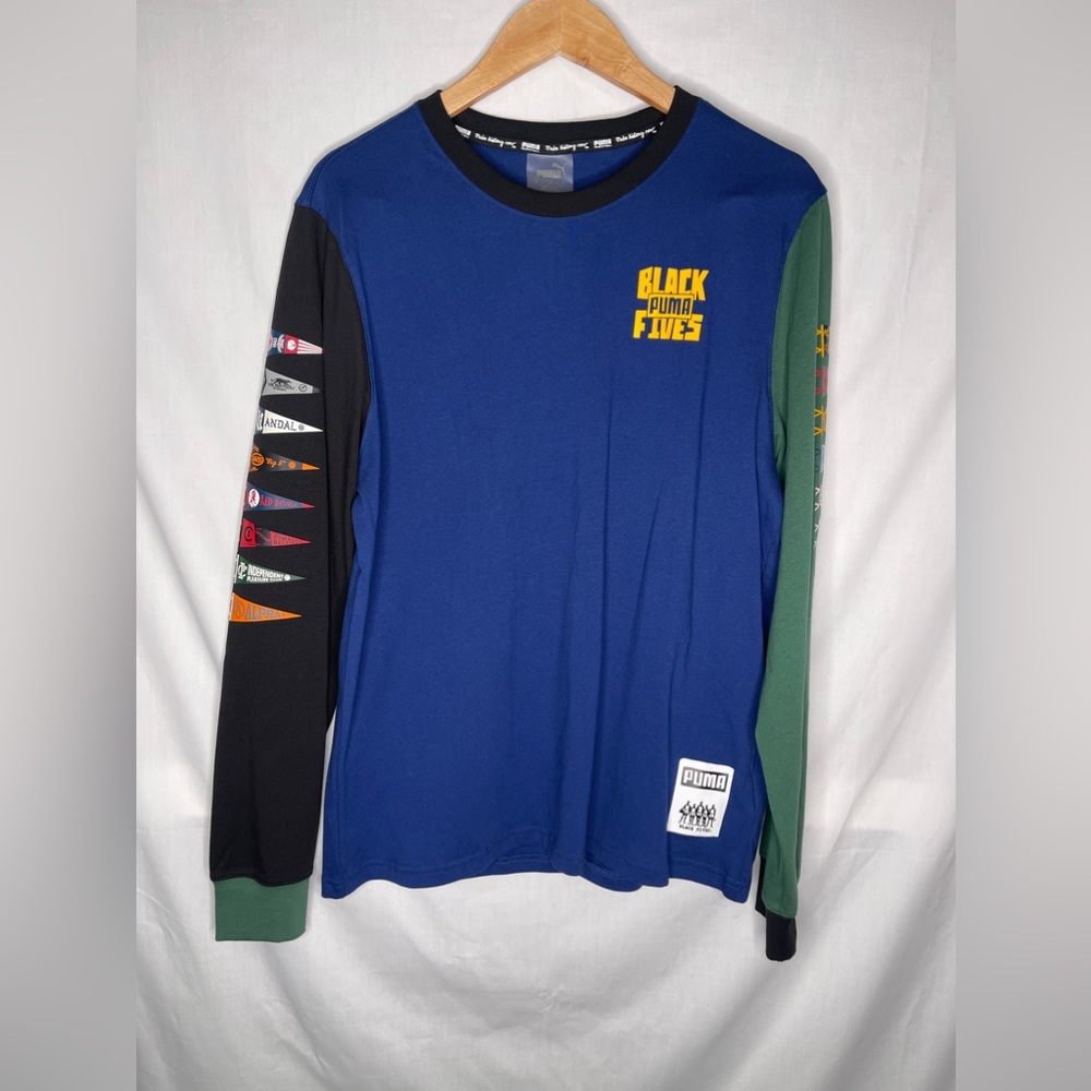 NEW Men’s PUMA Barnstorming X Black Fives Long Sleeve Blue 532449-01 Sz: M